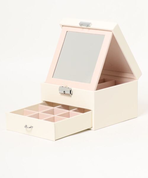 VitaFelice（ヴィータフェリーチェ）の「スタンドミラー付き2段ジュエリーボックス（収納グッズ・レディース・ブラック/ホワイト/ピンク・FREE）」の5枚目の写真