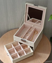 スタンドミラー付き2段ジュエリーボックス