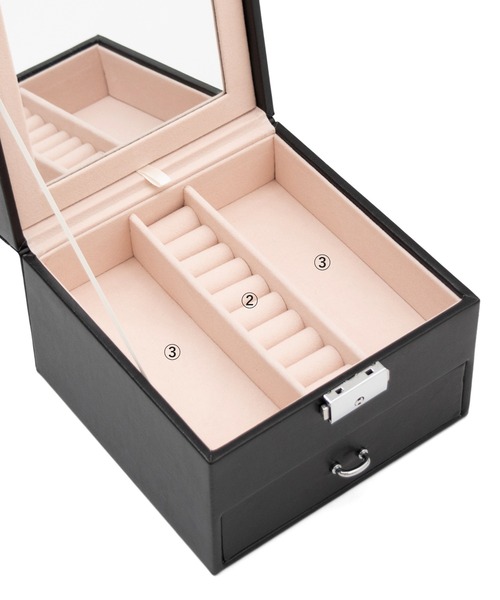 VitaFelice（ヴィータフェリーチェ）の「スタンドミラー付き2段ジュエリーボックス（収納グッズ・レディース・ブラック/ホワイト/ピンク・FREE）」の13枚目の写真