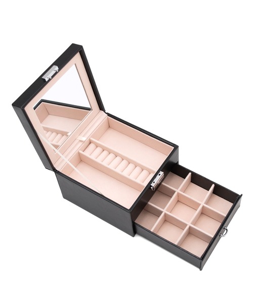 VitaFelice（ヴィータフェリーチェ）の「スタンドミラー付き2段ジュエリーボックス（収納グッズ・レディース・ブラック/ホワイト/ピンク・FREE）」の9枚目の写真