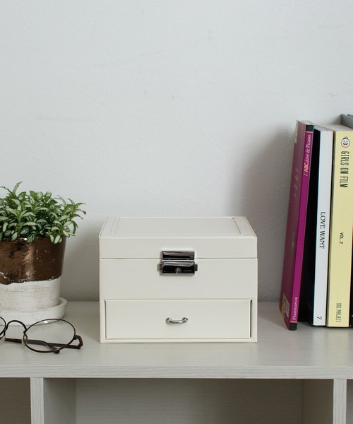 VitaFelice（ヴィータフェリーチェ）の「スタンドミラー付き2段ジュエリーボックス（収納グッズ・レディース・ブラック/ホワイト/ピンク・FREE）」の7枚目の写真