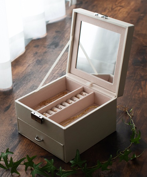 VitaFelice（ヴィータフェリーチェ）の「スタンドミラー付き2段ジュエリーボックス（収納グッズ・レディース・ブラック/ホワイト/ピンク・FREE）」の17枚目の写真