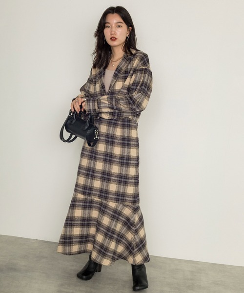 w closet(ダブルクローゼット)の「【SETUP対応】起毛チェックショート丈シャツジャケット(シャツ/ブラウス・レディース・グレー/ライトベージュ/ブルー/カーキ・FREE)」の12枚目の写真