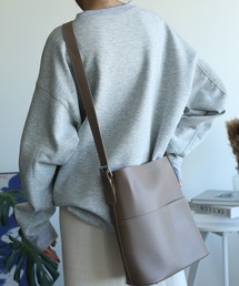 外ポケット付きフェイクレザートートバッグ ポーチ付き (LV)
