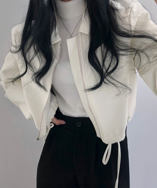 Dream garden(ドリームガーデン)の「レザージャケット(ライダースジャケット・レディース・ブラック/クリーム・FREE)」の12枚目の写真