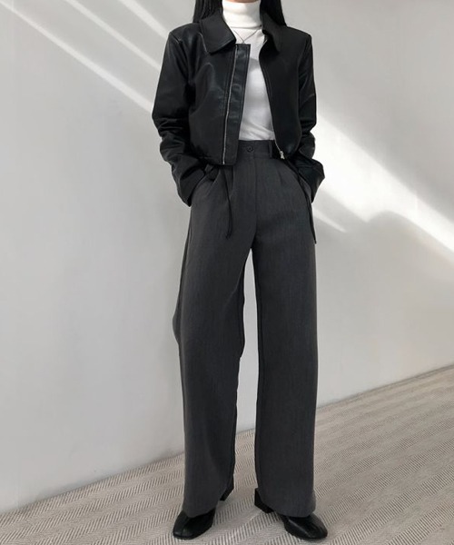 Dream garden(ドリームガーデン)の「レザージャケット(ライダースジャケット・レディース・ブラック/クリーム・FREE)」の5枚目の写真