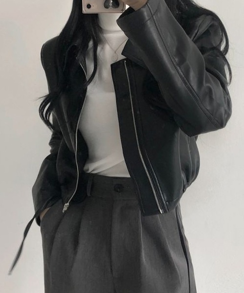 Dream garden(ドリームガーデン)の「レザージャケット(ライダースジャケット・レディース・ブラック/クリーム・FREE)」の11枚目の写真