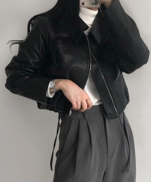 Dream garden(ドリームガーデン)の「レザージャケット(ライダースジャケット・レディース・ブラック/クリーム・FREE)」の8枚目の写真