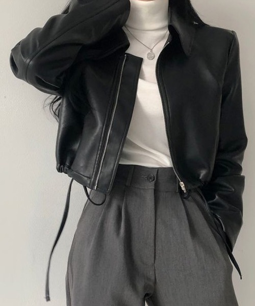 Dream garden(ドリームガーデン)の「レザージャケット(ライダースジャケット・レディース・ブラック/クリーム・FREE)」の17枚目の写真