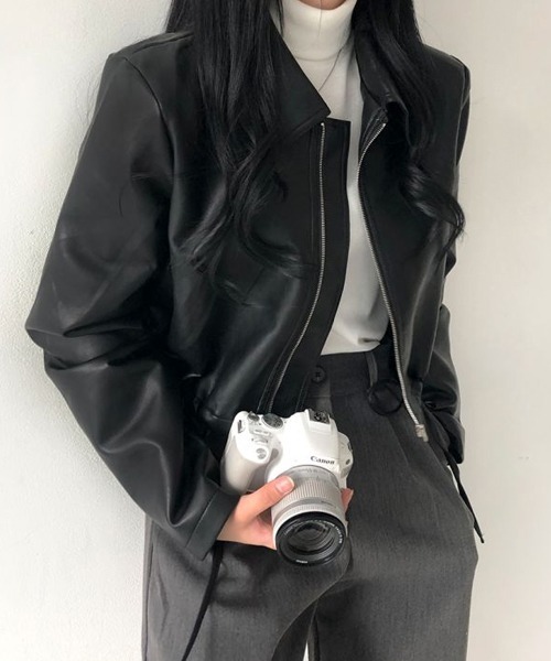 Dream garden(ドリームガーデン)の「レザージャケット(ライダースジャケット・レディース・ブラック/クリーム・FREE)」の15枚目の写真