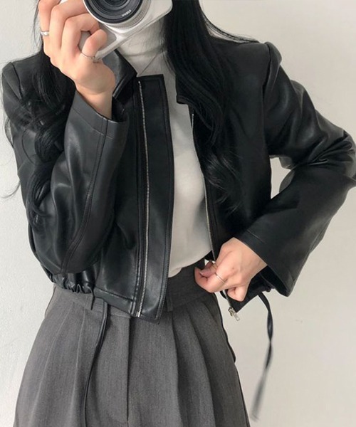 Dream garden(ドリームガーデン)の「レザージャケット(ライダースジャケット・レディース・ブラック/クリーム・FREE)」の20枚目の写真