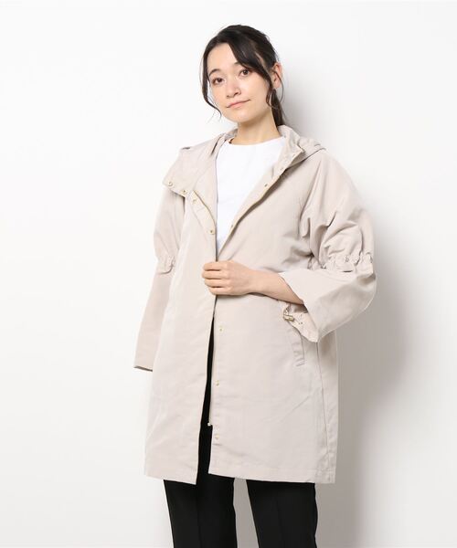 INTERPLANET（インタープラネット）の「ギャザースリーブフードコート（その他アウター・レディース・ブラック/カーキ/ライトベージュ・FREE）」の7枚目の写真