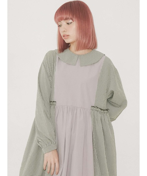 merry jenny（メリージェニー）の「ギャザーチェックコンビワンピース（ワンピース・レディース・グレー/ピンク/ブラック・FREE）」の16枚目の写真