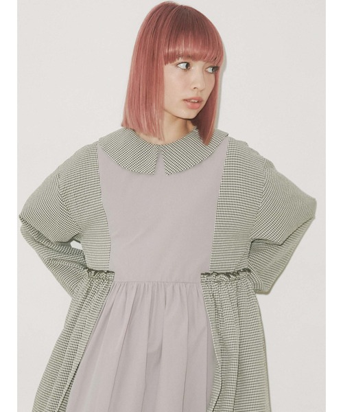 merry jenny（メリージェニー）の「ギャザーチェックコンビワンピース（ワンピース・レディース・グレー/ピンク/ブラック・FREE）」の18枚目の写真