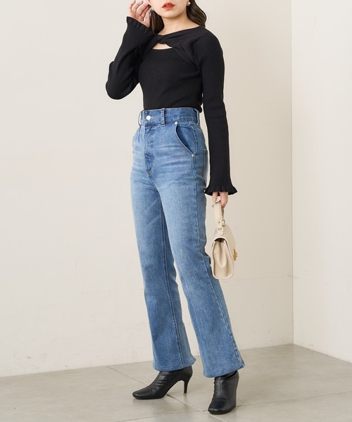 裾スリットフレアデニムパンツ（デニムパンツ）｜Chico（チコ