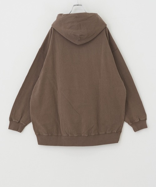 CUBE SUGAR(キューブシュガー)の「空紡糸ミニ裏毛ピグメント染プルオーバーロゴパーカー(パーカー・レディース・イエロー/ブルー/モカ/ラベンダー・M)」の22枚目の写真