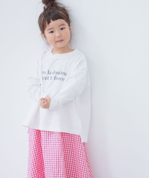 LOWRYS FARM(ローリーズファーム)の「ロゴTEELS 264241(Tシャツ/カットソー・キッズ・アイボリー/オフホワイト/ピンク・110cm/120cm/130cm/140cm/150cm)」の1枚目の写真