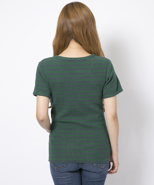 X-girl（エックスガール）の「【mini5月号掲載】BASIC SLIM S/S TOP（Tシャツ/カットソー・レディース・ホワイト/ブラック/アッシュ/グリーン/ネイビー・MEDIUM/SMALL）」の7枚目の写真