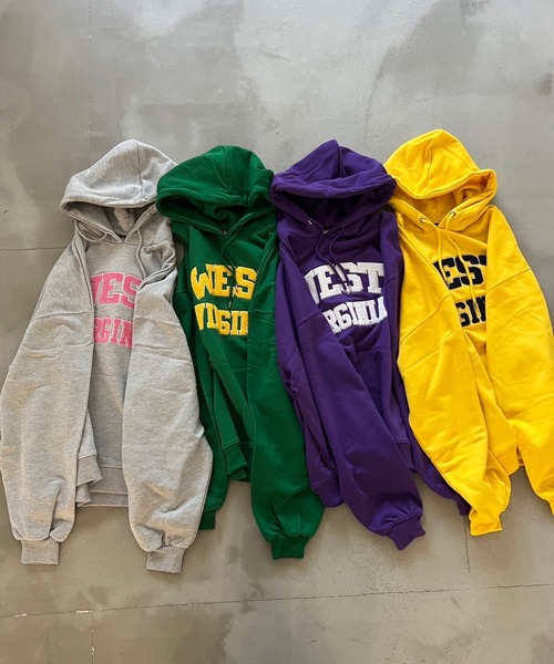 kutir(クティール)の「サガラ刺繍カレッジロゴパーカー(パーカー・メンズ・ライトグレー/イエロー/グリーン/ラベンダー・MEDIUM/LARGE)」の3枚目の写真