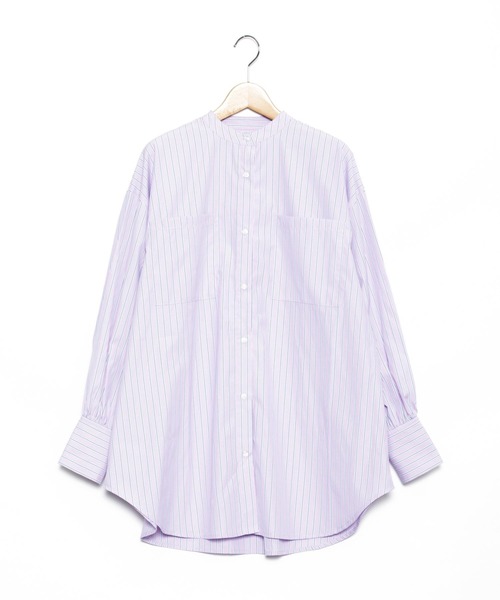 AS KNOW AS PINKY（アズノゥアズピンキー）の「サラリラバンドカラーシャツ（シャツ/ブラウス・レディース・オフホワイト/グリーン/パープル/イエロー・FREE）」の3枚目の写真