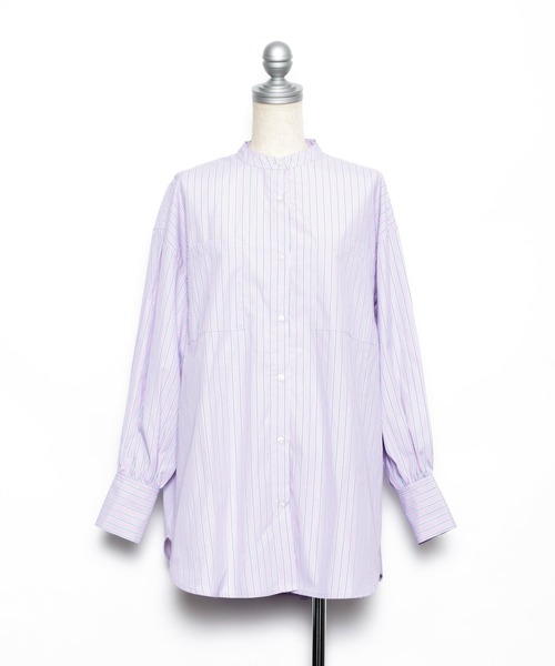 AS KNOW AS PINKY（アズノゥアズピンキー）の「サラリラバンドカラーシャツ（シャツ/ブラウス・レディース・オフホワイト/グリーン/パープル/イエロー・FREE）」の5枚目の写真