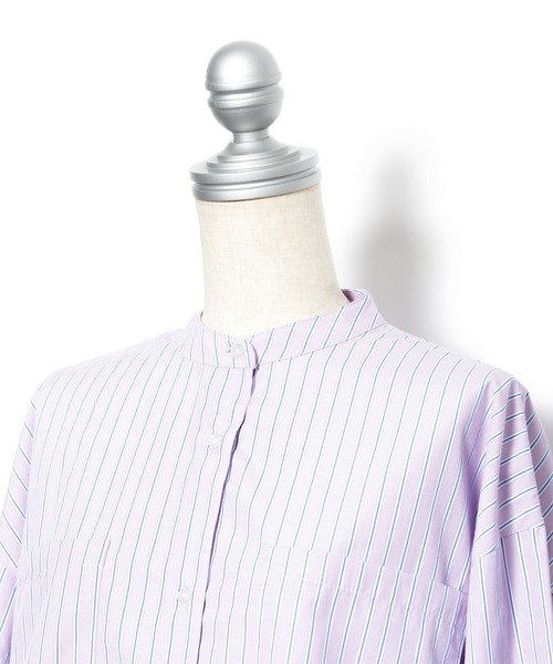 AS KNOW AS PINKY（アズノゥアズピンキー）の「サラリラバンドカラーシャツ（シャツ/ブラウス・レディース・オフホワイト/グリーン/パープル/イエロー・FREE）」の8枚目の写真