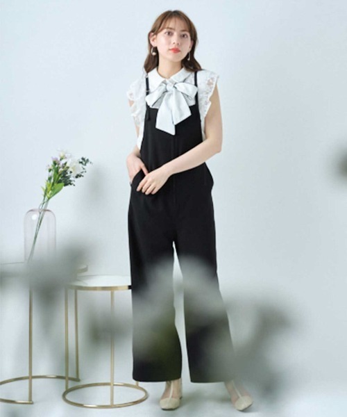 WILLSELECTION（ウィルセレクション）の「バックリボンハイウェストサロペ（つなぎ/オールインワン・レディース・ブラック/グレー/カーキ・MEDIUM）」の18枚目の写真