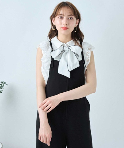 WILLSELECTION（ウィルセレクション）の「バックリボンハイウェストサロペ（つなぎ/オールインワン・レディース・ブラック/グレー/カーキ・MEDIUM）」の9枚目の写真