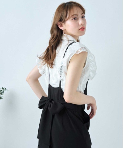 WILLSELECTION（ウィルセレクション）の「バックリボンハイウェストサロペ（つなぎ/オールインワン・レディース・ブラック/グレー/カーキ・MEDIUM）」の7枚目の写真