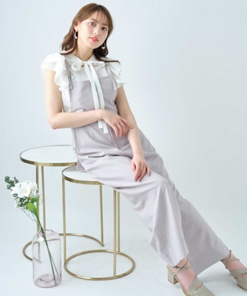 WILLSELECTION（ウィルセレクション）の「バックリボンハイウェストサロペ（つなぎ/オールインワン・レディース・ブラック/グレー/カーキ・MEDIUM）」の19枚目の写真