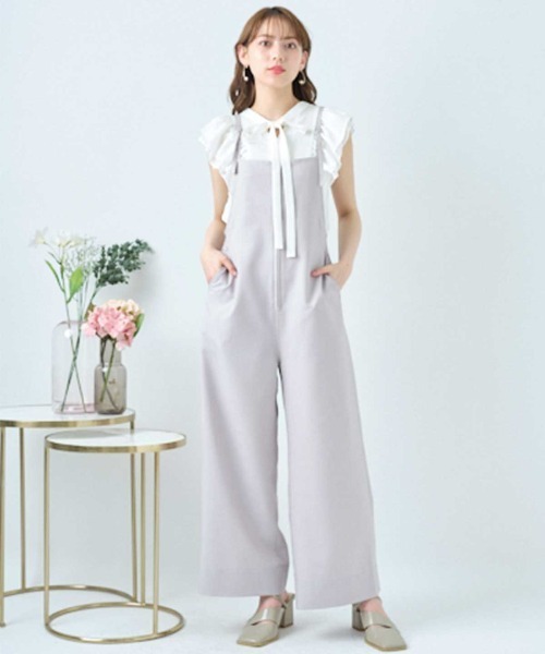 WILLSELECTION（ウィルセレクション）の「バックリボンハイウェストサロペ（つなぎ/オールインワン・レディース・ブラック/グレー/カーキ・MEDIUM）」の13枚目の写真