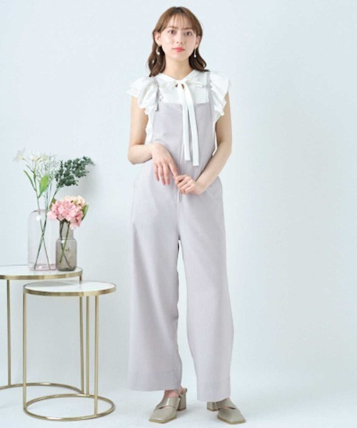 WILLSELECTION（ウィルセレクション）の「バックリボンハイウェストサロペ（つなぎ/オールインワン・レディース・ブラック/グレー/カーキ・MEDIUM）」の5枚目の写真