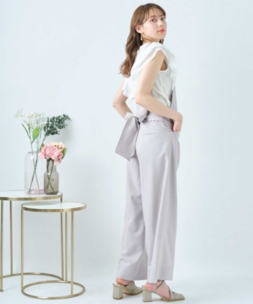 WILLSELECTION（ウィルセレクション）の「バックリボンハイウェストサロペ（つなぎ/オールインワン・レディース・ブラック/グレー/カーキ・MEDIUM）」の10枚目の写真