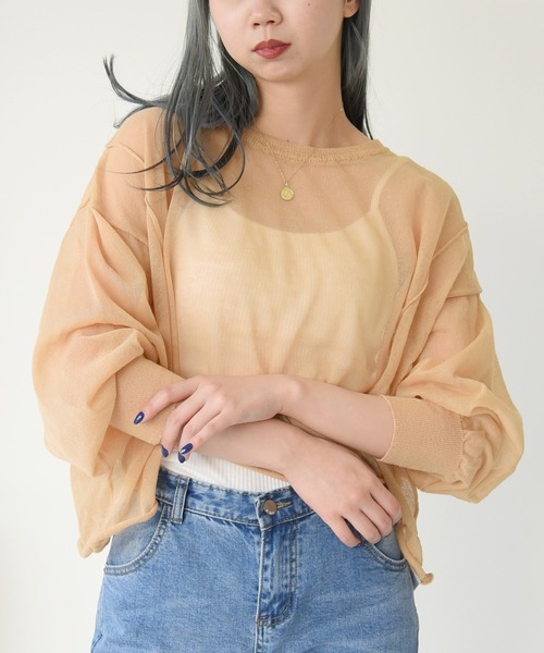 sango（sango）の「シアーショート丈プルオーバー（Tシャツ/カットソー・レディース・オフホワイト/オレンジ/ベージュ系その他・FREE）」の3枚目の写真