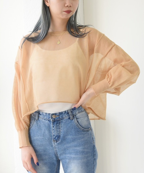 sango（sango）の「シアーショート丈プルオーバー（Tシャツ/カットソー・レディース・オフホワイト/オレンジ/ベージュ系その他・FREE）」の5枚目の写真