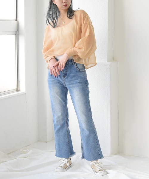 sango（sango）の「シアーショート丈プルオーバー（Tシャツ/カットソー・レディース・オフホワイト/オレンジ/ベージュ系その他・FREE）」の9枚目の写真