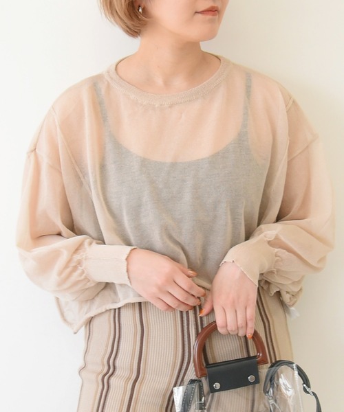 sango（sango）の「シアーショート丈プルオーバー（Tシャツ/カットソー・レディース・オフホワイト/オレンジ/ベージュ系その他・FREE）」の7枚目の写真