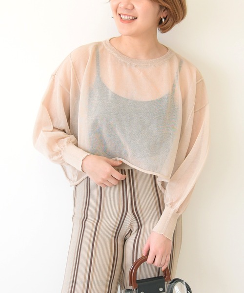 sango（sango）の「シアーショート丈プルオーバー（Tシャツ/カットソー・レディース・オフホワイト/オレンジ/ベージュ系その他・FREE）」の4枚目の写真