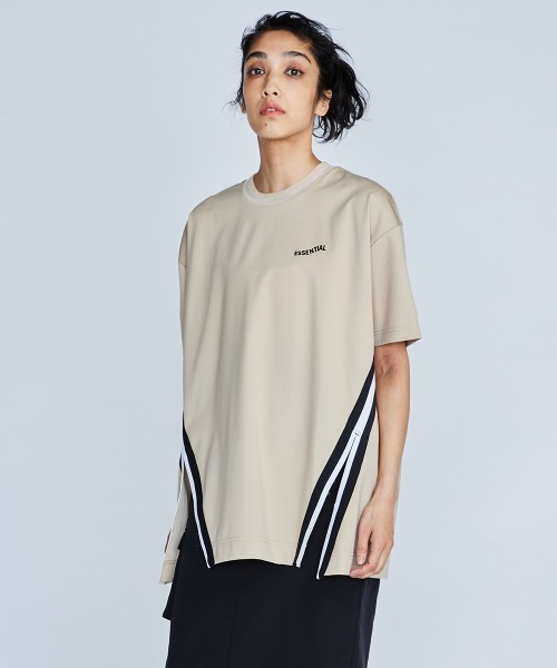 ESSENTIAL(エッセンシャル)の「ハイストレッチトップス(Tシャツ/カットソー・レディース・ブラック/ベージュ/オフホワイト・FREE)」の3枚目の写真