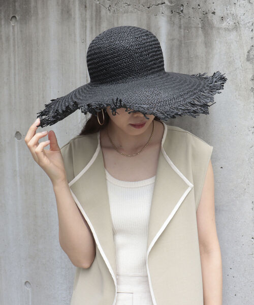 Rebecca（レベッカ）の「【REBECCA/レベッカ】フリンジつば広HAT（ハット・レディース・ブラック/キャメル・FREE）」の15枚目の写真