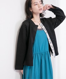 けいこ様専　エイミーロウ ロゴテープメッシュボレロ　ブラック ロゴテープブロックメッシュボレロ（カーディガン/ボレロ