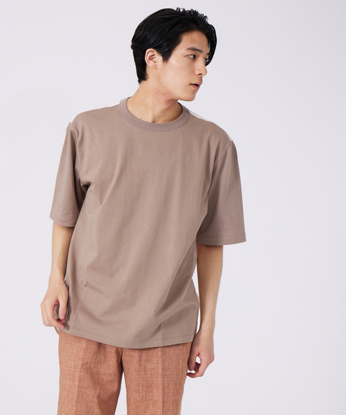 ABAHOUSE（アバハウス）の「切替ストライプ コンビネーション Tシャツ（Tシャツ/カットソー・メンズ・ライトグレー/ライトベージュ/ネイビー・44/46/48）」の20枚目の写真