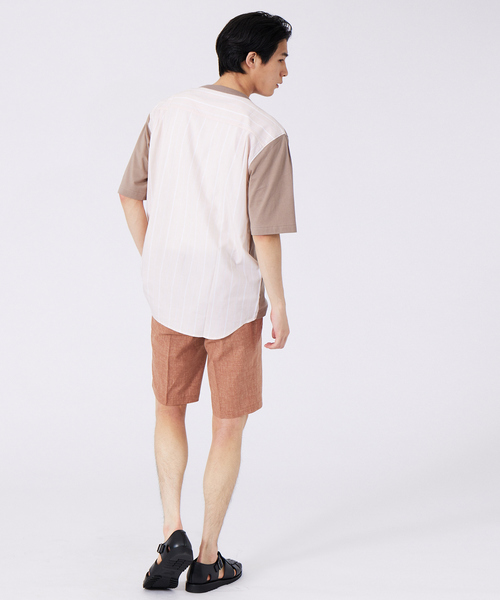 ABAHOUSE（アバハウス）の「切替ストライプ コンビネーション Tシャツ（Tシャツ/カットソー・メンズ・ライトグレー/ライトベージュ/ネイビー・44/46/48）」の22枚目の写真
