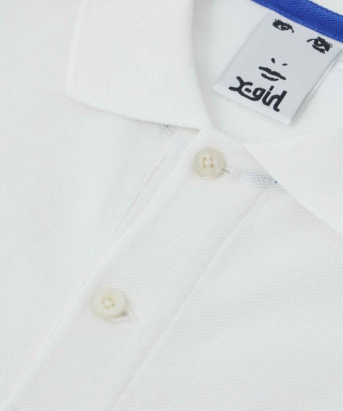 X-girl（エックスガール）の「BIG POLO SHIRT/ビッグシルエット　ポロシャツ（ポロシャツ・レディース・ホワイト/ブラック・S/M）」の8枚目の写真
