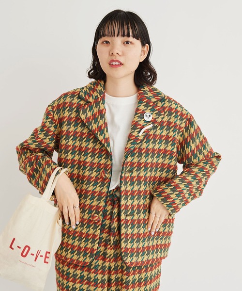 I am I in fact...(アイアムアイインファクト)の「DOBBY CHECK oji jacket(テーラードジャケット・レディース・ピンク/イエロー・FREE)」の3枚目の写真