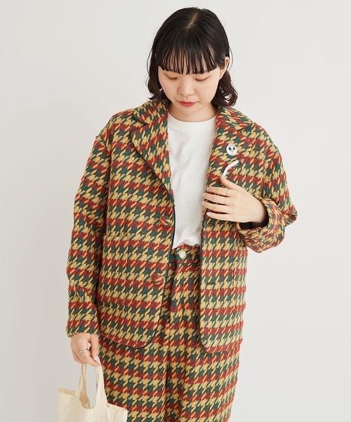 I am I in fact...(アイアムアイインファクト)の「DOBBY CHECK oji jacket(テーラードジャケット・レディース・ピンク/イエロー・FREE)」の4枚目の写真