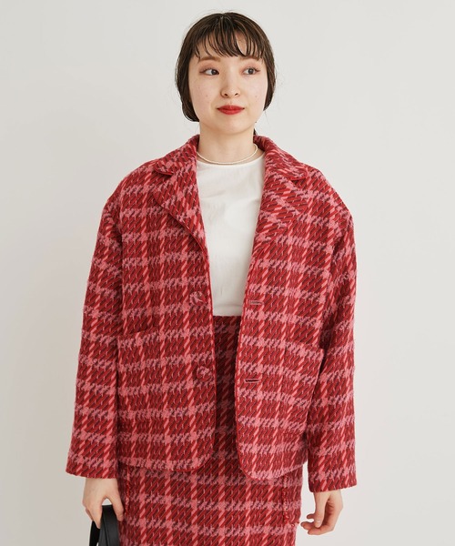 I am I in fact...(アイアムアイインファクト)の「DOBBY CHECK oji jacket(テーラードジャケット・レディース・ピンク/イエロー・FREE)」の7枚目の写真