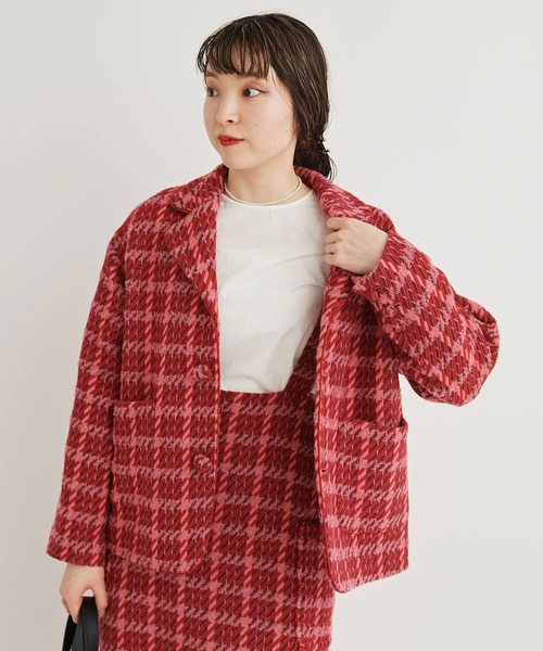 I am I in fact...(アイアムアイインファクト)の「DOBBY CHECK oji jacket(テーラードジャケット・レディース・ピンク/イエロー・FREE)」の10枚目の写真