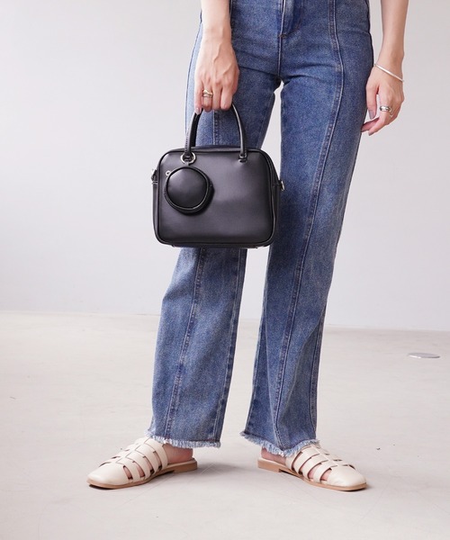 IAMUSE（アイアミューズ）の「スクエアボストンバッグ S0682【IAMUSE】（ショルダーバッグ・レディース・ブラック/アイボリー/ブラウン・FREE）」の9枚目の写真