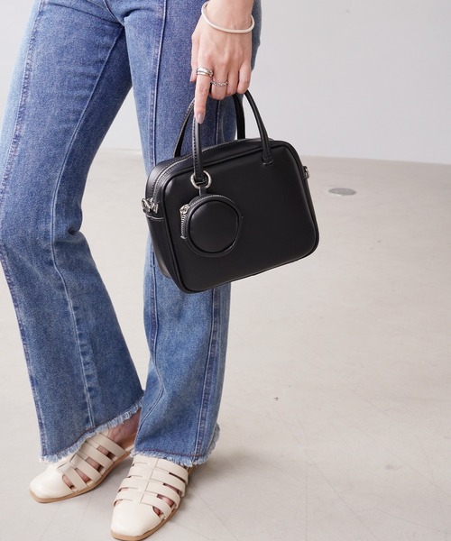 IAMUSE（アイアミューズ）の「スクエアボストンバッグ S0682【IAMUSE】（ショルダーバッグ・レディース・ブラック/アイボリー/ブラウン・FREE）」の10枚目の写真